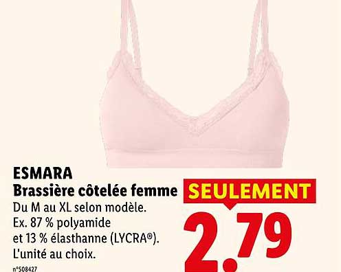 ESMARA Brassière côtelée femme