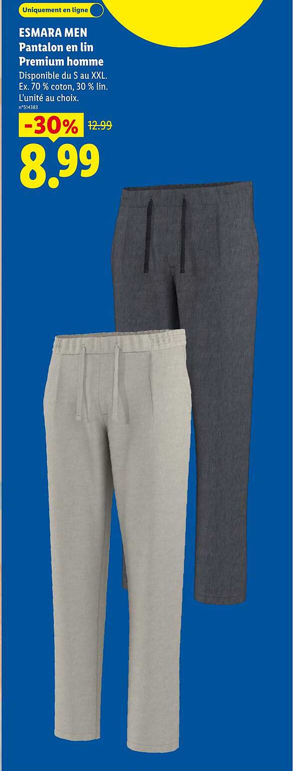 ESMARA MEN Pantalon en lin Premium homme