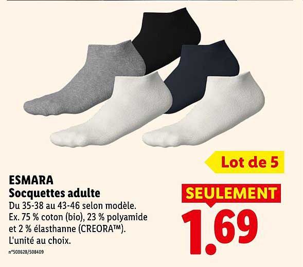 ESMARA Socquettes adulte