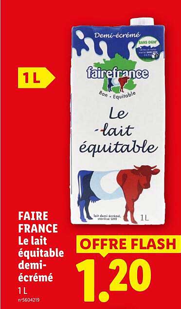 Faire France Le lait équitable demi-écrémé