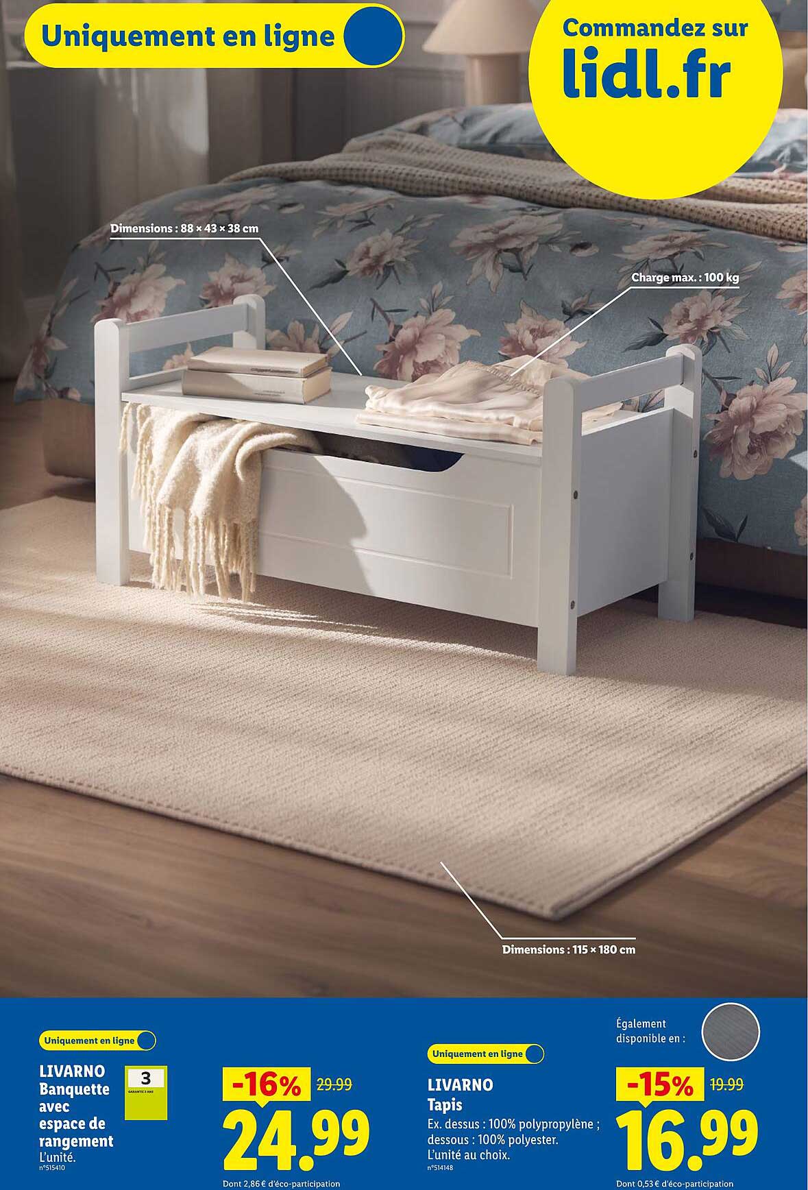 LIVARNO Banquette avec espace de rangement
