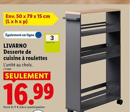 LIVARNO Desserte de cuisine à roulettes
