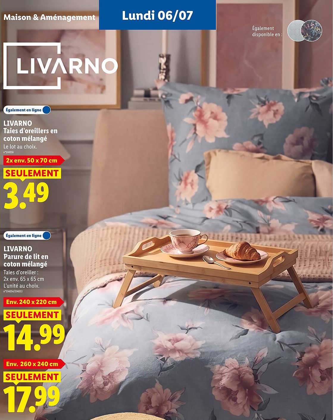 LIVARNO Taies d’oreillers en coton mélangé