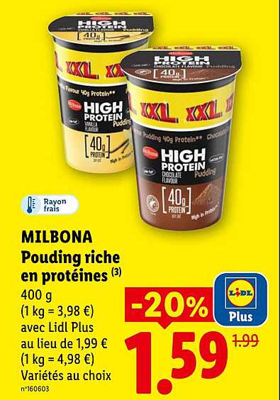 Milbona Pouding riche en protéines