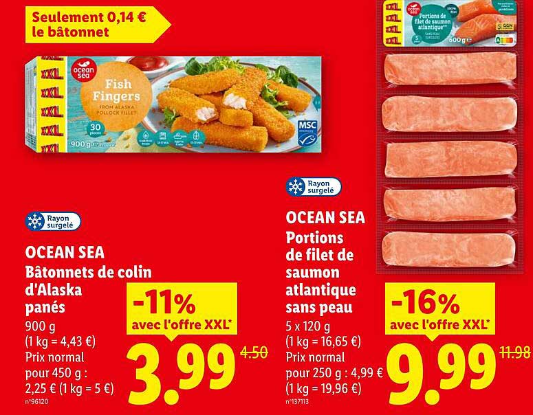 OCEAN SEA Bâtonnets de colin d'Alaska panés