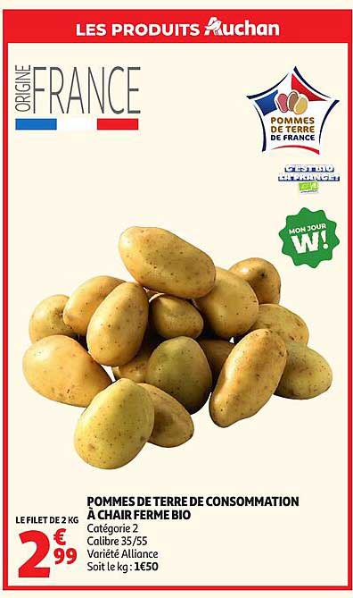POMMES DE TERRE DE CONSOMMATION À CHAIR FERME BIO