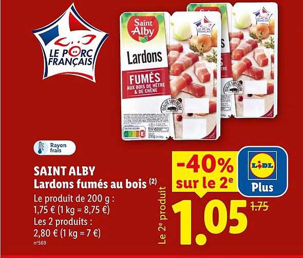 SAINT ALBY Lardons fumés au bois