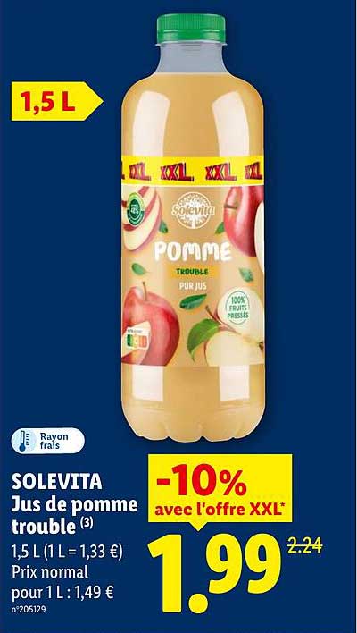 Solevita Jus de pomme trouble