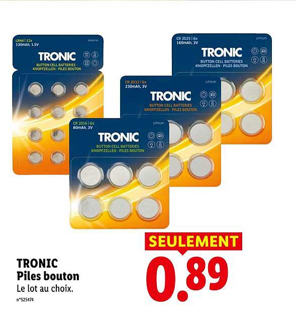 TRONIC Piles bouton