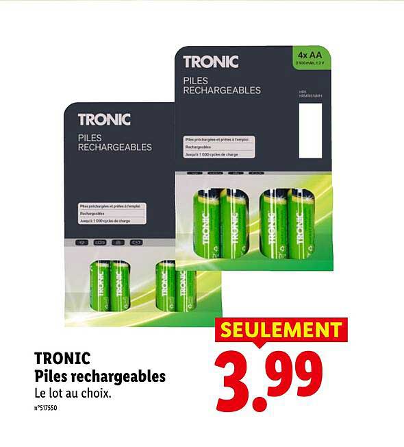 TRONIC Piles rechargeables