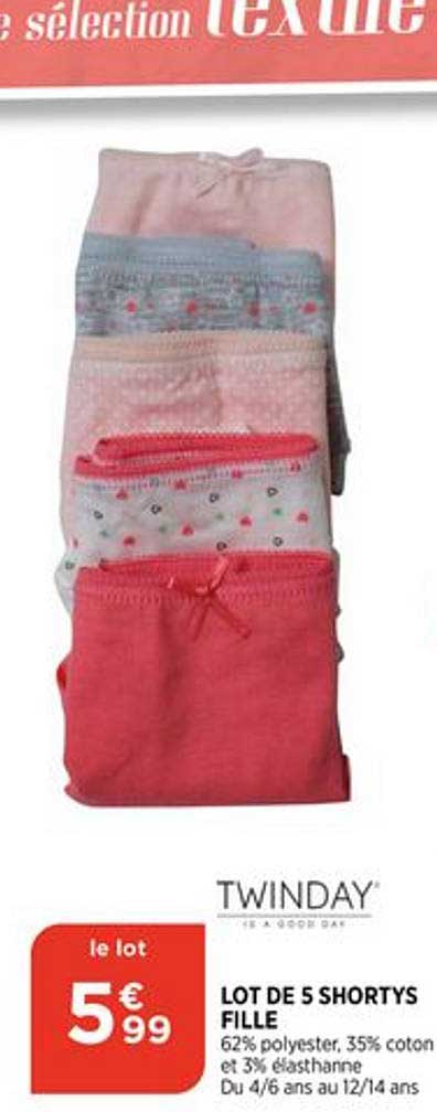 Lot De 5 Shortys Fille Twinday