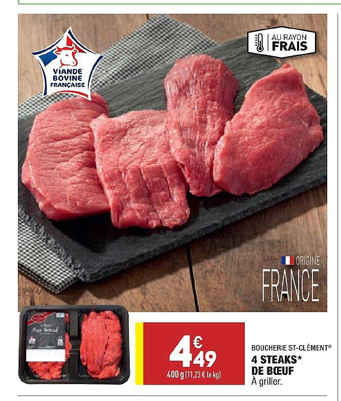 4 Steaks De Bœuf Boucherie St Clément