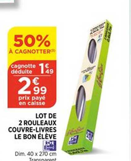 lot de 2 rouleaux couvre livres le bon élève oxford