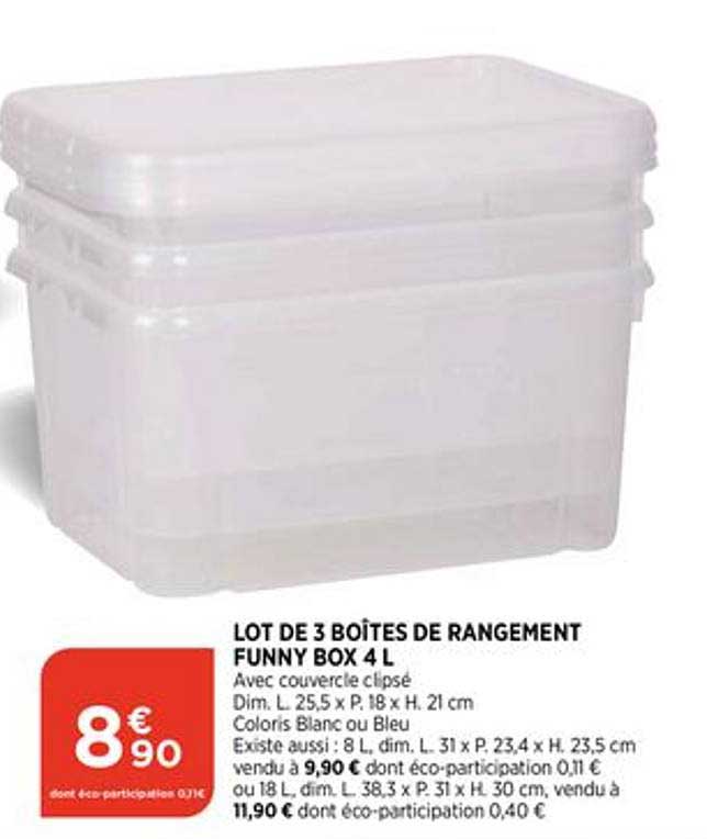 Lot De 3 Boîtes De Rangement Funny Box 4 Litres