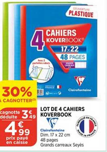 Lot De 4 Cahiers Koverbook Clairefontaine