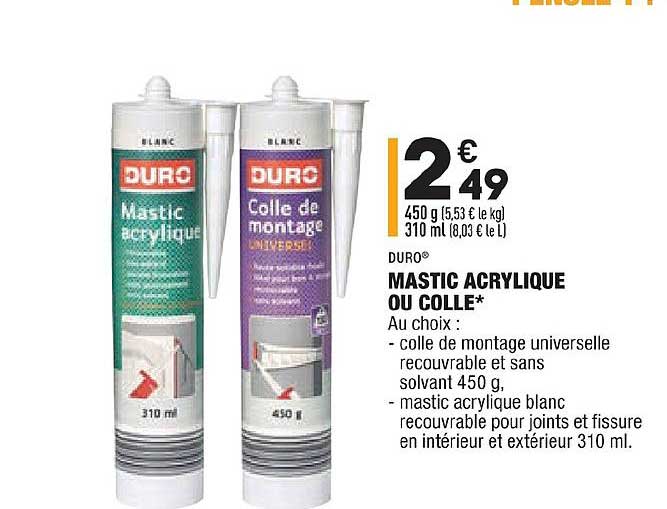 mastic acrylique ou colle duro
