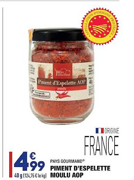 piment d'espelette moulu aop  pays gourmand
