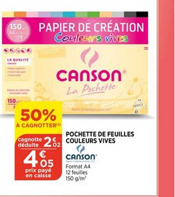 pochette de feuilles a4 couleurs vives canson