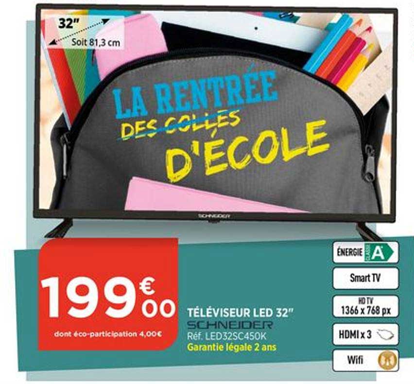televiseur led 32 pouces schneider