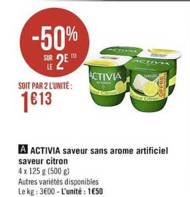 Activia Saveur Sans Arome Artificiel Saveur Citron