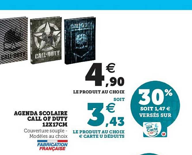 agenda scolaire call of duty 12 x 17 cm
