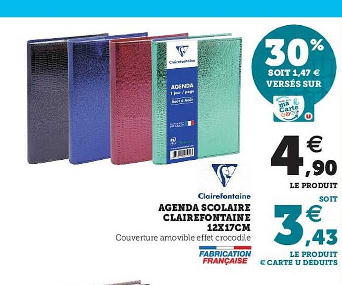 Agenda Scolaire Clairefontaine 12 X 17 Cm