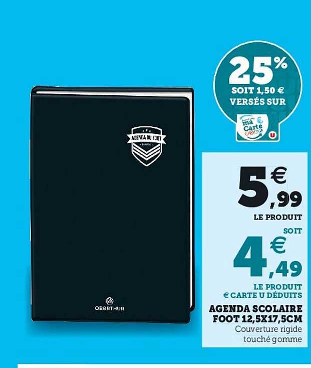 Agenda Scolaire Foot 12,5 X 17,5 Cm