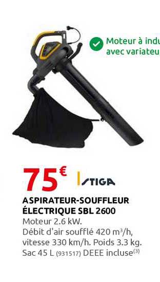 aspirateur-souffleur électrique sbl 2600 stiga