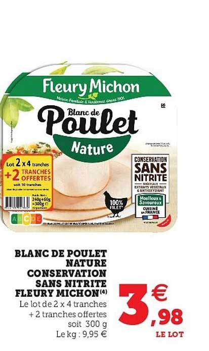 blanc de poulet nature conservation sans nitrite fleury michon