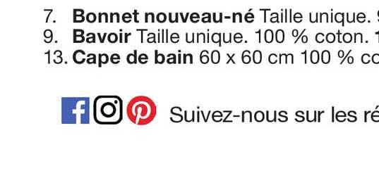 bonnet nouveau-né, bavoir, cape de bain