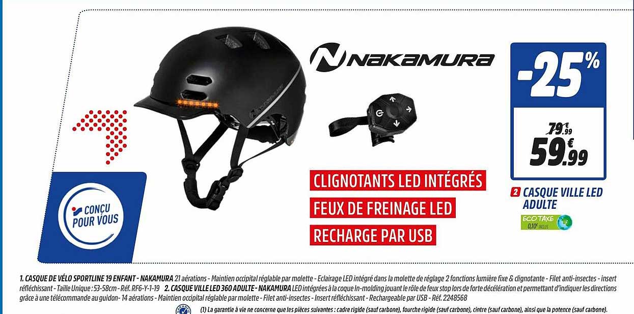 casque ville led adulte