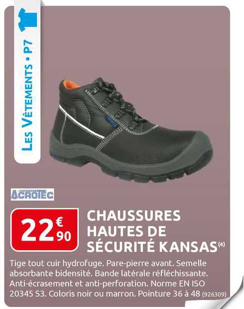 chaussures hautes de sécurité kansas