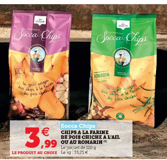 chips à la farine de pois chiche à l'ail ou au romarin socca chips