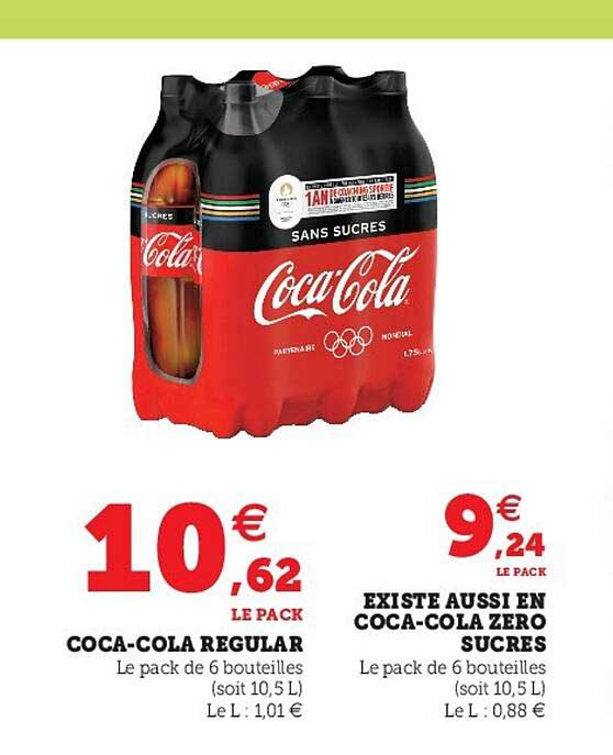 coca-cola regular, cola-cola zéro sucres