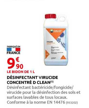 désinfectant virucide concentré d clean