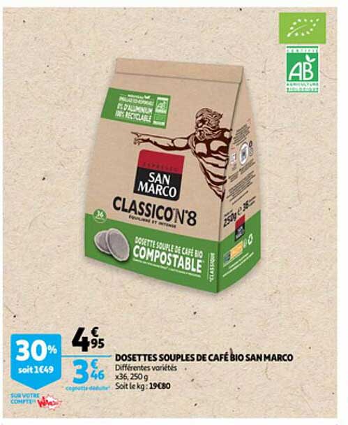 Dosettes Souples De Café Bio San Marco