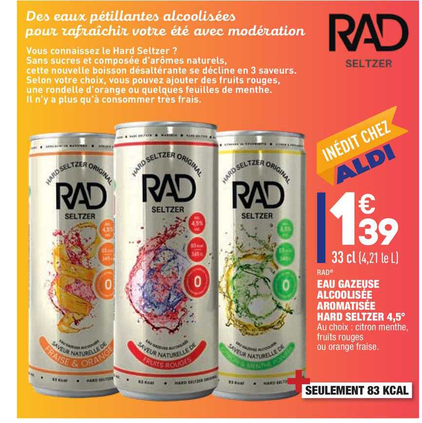 eau gazeuse alcoolisée aromatisée hard seltzer 4,5° rad