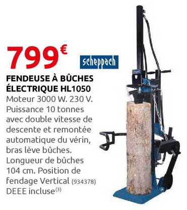 fendeuse à bûches électrique hl1050 scheppach