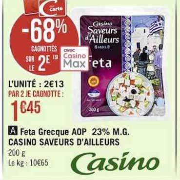 feta grecque aop 23% m.g. casino saveurs d'ailleurs