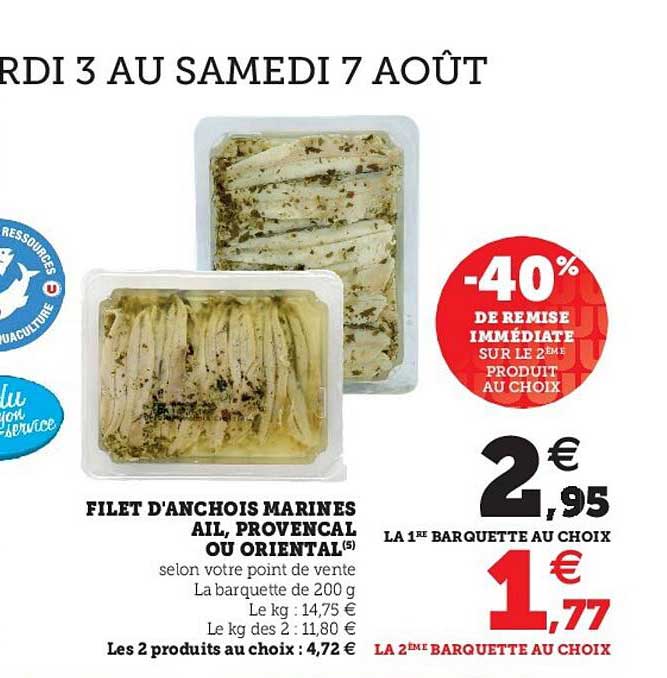 filet d'anchois marinés ail, provencal ou oriental