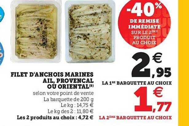 filet d'anchois marines ail, provencal ou oriental