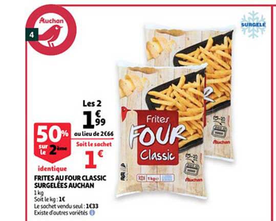 Frites Au Four Classic Surgelées Auchan