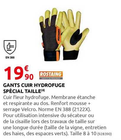 gants cuir hydrofuge spécial taille rostaing