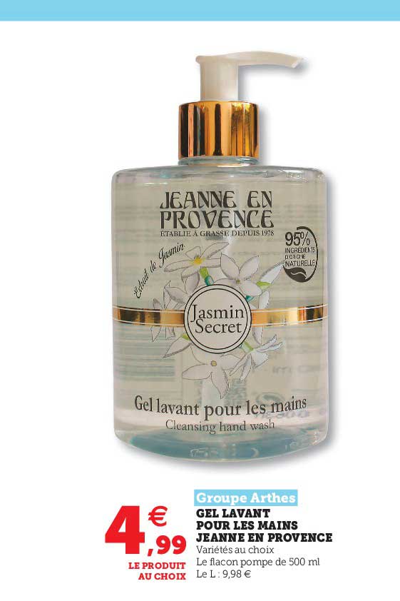 gel lavant pour les mains jeanne en provence groupe arthes