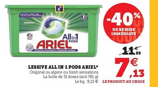lessive all in 1 pods ariel