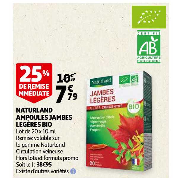 naturland ampoules jambes légères bio