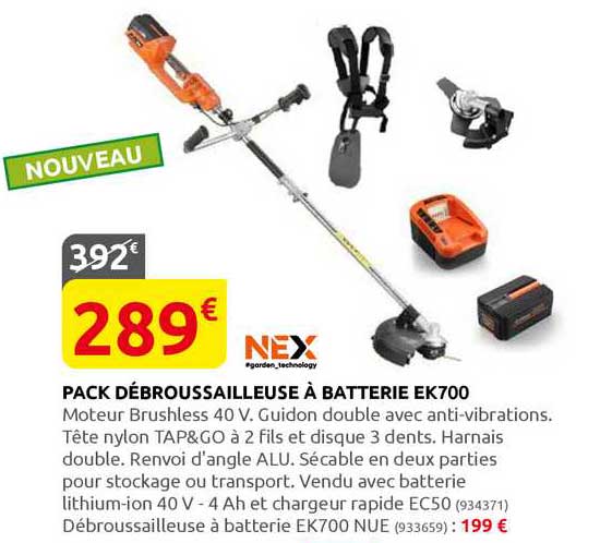 pack débroussailleuse à batterie ek700 nex