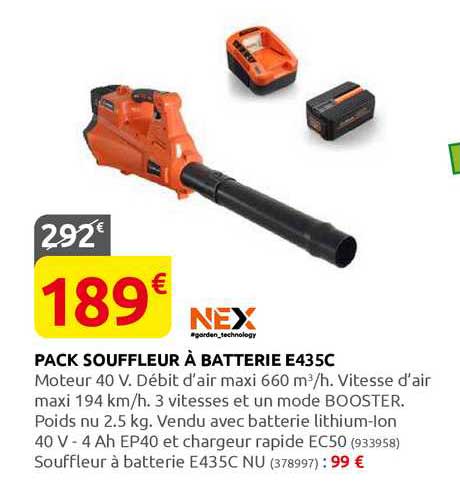 pack souffleur à batterie e435c nex