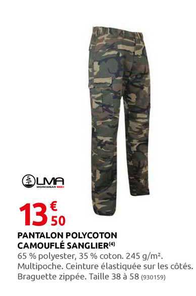 pantalon polycoton camouflé sanglier lma