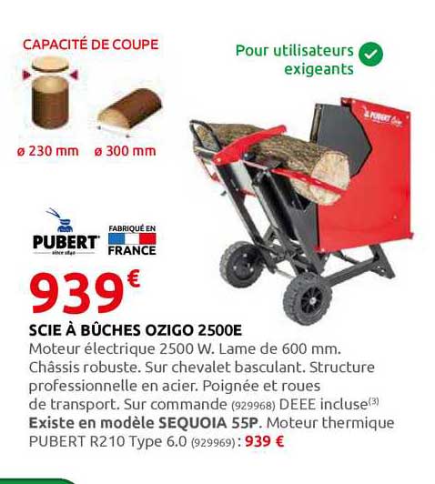scie à bûches ozigo 2500e pubert